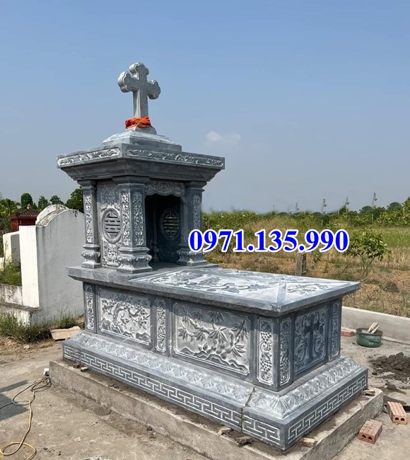 Mộ đá công giáo - Mẫu mộ công giáo bằng đá đơn giản đẹp bán Quảng Ngãi